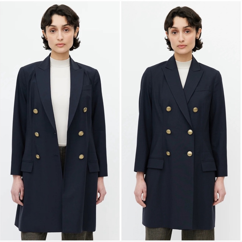 Brunello Cucinelli double breasted Navy blue coat jacket Blazer 38